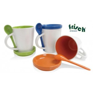 Frisch - Ceramic Mug set with Lid and spoon